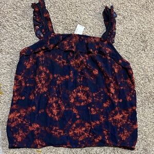 Maurices Blue and Orange Ruffle Blouse